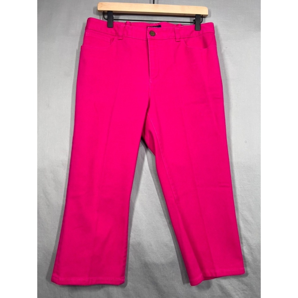 Chaps Womens Hot Pink Cropped Pants Size 12 Cotton Blend Stretch Straight Leg